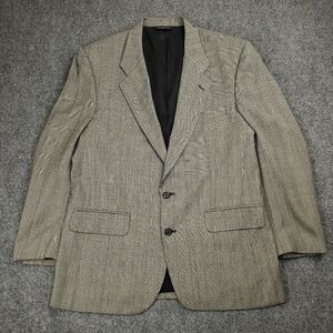Vintage Burberry Blazer Mens 42R Houndstooth Wool Dark Academia Formal Luxury